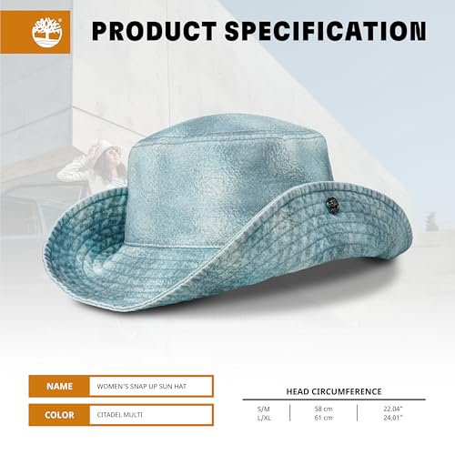 Timberland Snap Up Sun Hats for Women, Packable Bucket Hat, Wide Brim UV Protection for Outdoor Activities - Large/XLarge, Blue - image 3