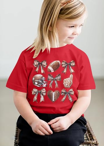 Image of JINTING Football Shirts for Boys Girls Game Day Tshirt Toddler Football Season Tee Kids Bow Coquette Tops