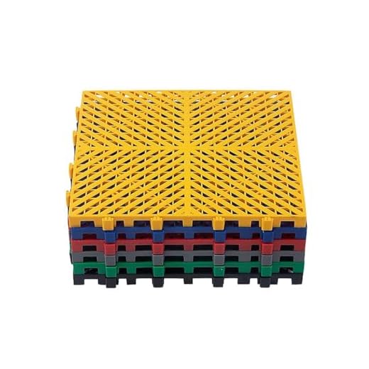 Baldosas de PVC entrelazadas para garaje, alfombrillas de plástico ventiladas para lavado de autos, taller y exhibición de autos, paquete de 4 pisos acolchados (negro)