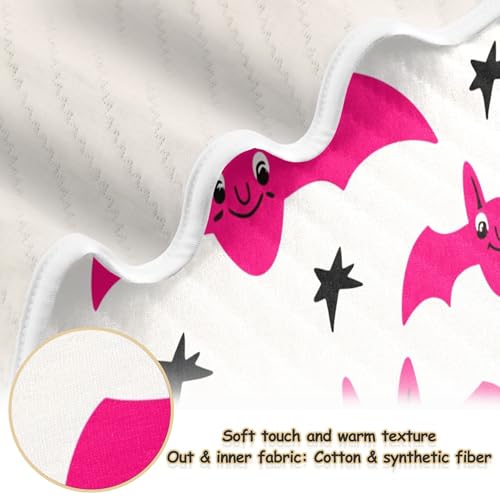 Burbuja Pink Bats Baby Blanket for Boys Girls, Nursery Soft Warm Swaddling Receiving Baby Blankets, 30x40 in Toddler Blanket2