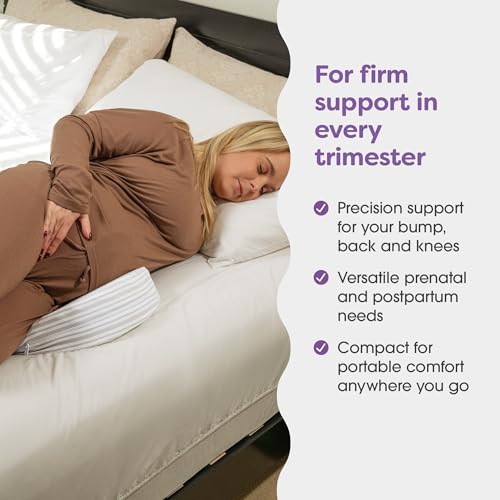 Image of Boppy Wedge Pregnancy Pillow - Compact Support Wedge Maternity Pillow for Back, Knees, Pelvic Floor at Home, Office & Travel with Washable Knit Cover - Gray Modern Stripe