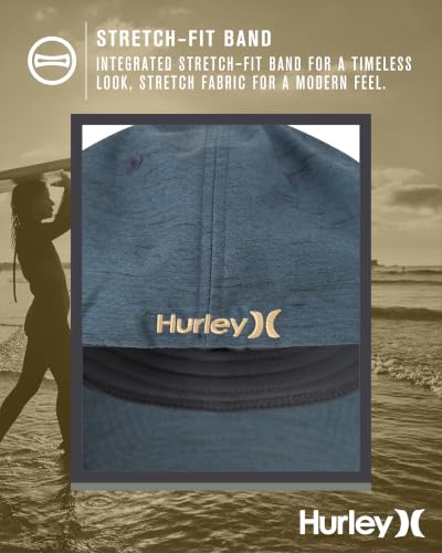 Image of Hurley Mens Baseball Cap - Moisture Wicking Curved Brim Flexfit Fitted Hats for Men with H2O-Dri Sweatband (Sizes: S-XL)