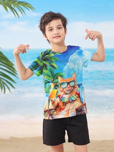 Kids Funny Graphic Polyester Colorful T Shirt for Boys Girls Size 4-144