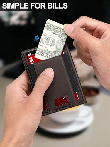 Image of Wallet for Men Slim Leather Wallets for 9-13 Cards, RFID Blocking Thin Card Holder Wallet with ID Window & Stretchable Cash Slot, Minimalist Bifold Small Wallet for Front Pocket, Birthday Gift for Men