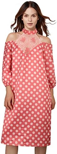 FOGHORN Pretty in Pink Andie Walsh Cosplay Costume 80s Women Girls Andie Movie Prom Dress Satin Polka Dot Dress Outfit for Halloween (M)