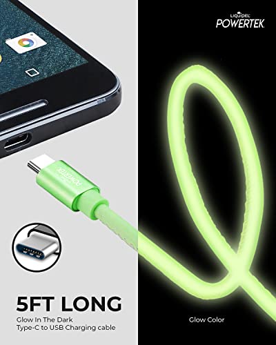 Liquipel Usb Type C Cable 5Ft, Usb A 2.0 To Usb-C Fast Charger Extra Long Durable, Glow Cables (Green) #TOP1