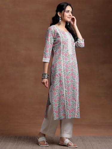 Image of Libas Printed Cotton Straight Kurta for Women