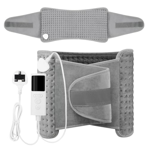 SKY-TOUCH Electric Heating Pad Wrap for Waist & Body LCD Controller 9 Heat Levels 4 Timer Settings Soft Touch Fast Heating Machine Washable - 60x31cm Ideal for Back Belly Legs & More
