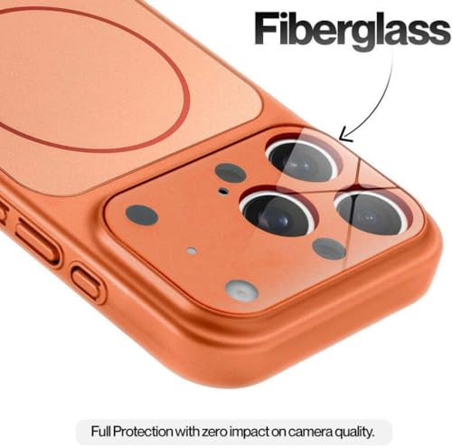 Image of for iPhone 12 Pro Max |Convert to 17 pro /17 Pro Max Style Premium Back Glass Converter Cover Magnetic Case for iPhone 12 Pro Max |Convert to 17 pro /17 Pro Max (Orange)