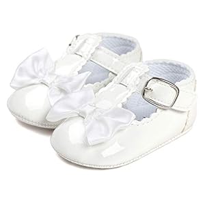 LACOFIA Baby Girls Anti-Slip First Walking Shoes Infant Bowknot Mary Jane Princess Party Shoes Prewalkers