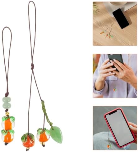 BUTIFULSIC 2pcs Cute Phone Strap Charm with Persimmon Pendant, Lightweight Plastic Mobile Phone Chain for Keys and Bags, Stylish Aesthetic Design for Women, for Outfit or Travel — view 8