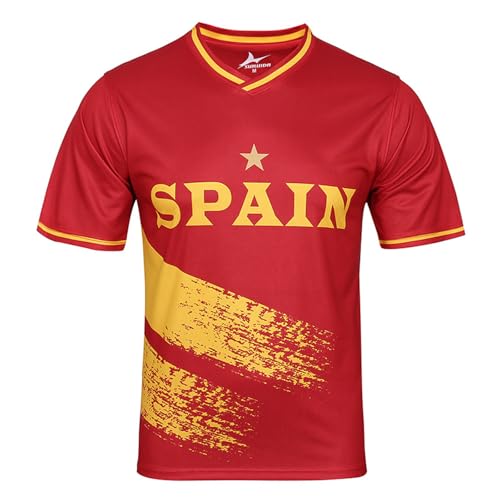 Blissbuilt Camiseta fútbol Manga Corta para Hombre España Camiseta para Aficionados al fútbol Ligera Confortable Transpirable Ropa de Futbol Ideal para Entrenamiento y Partidos S XXL