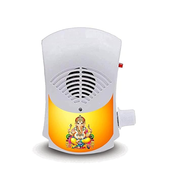Mini Hindu Religious Continuous Sound Mantra Chanting Spiritual Devotional Bell 22 in 1 Types Plug N Play Om Gayatri Mantra/Spiritual Chanting Bell with Electric LED Light V001 (White)