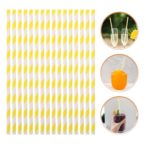 100 pitillos de papel amarillo a rayas VILLCASE miniatura 7