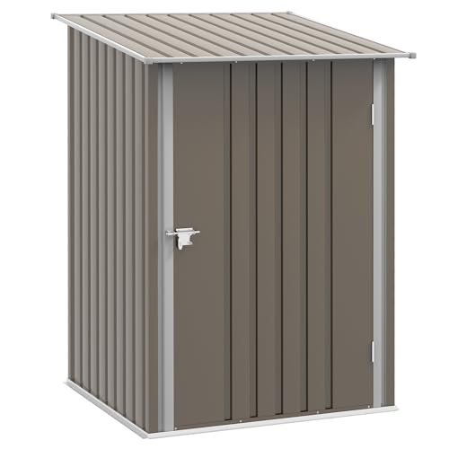 Outsunny Abri de Jardin 1m² - Remise pour Outils - cabanon Porte verrouillable - dim. 1L x 1,03l x 1,6H m - tôle d'acier ondulée Marron et Blanc