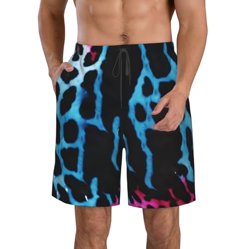 Men's Swim Trunks Blue Leopard Quick Dry Board Shorts Mens Bathing Suit Beach Swimwear with Pockets