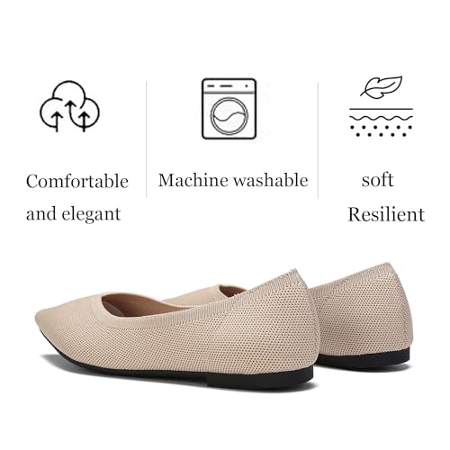 Women's Ballet Flats Comfort Breathable Mesh Knit Pointed Toe Slip On Shoes3