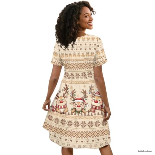Image of Women's Summer Dresses Short Sleeve Formal Dresses with Pockets