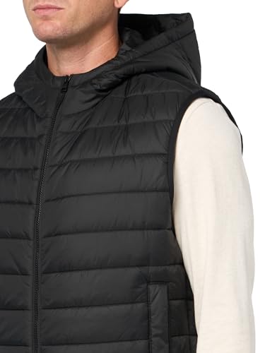 HUGO Mens Contrast Logo Hooded Nylon Padded Vest3