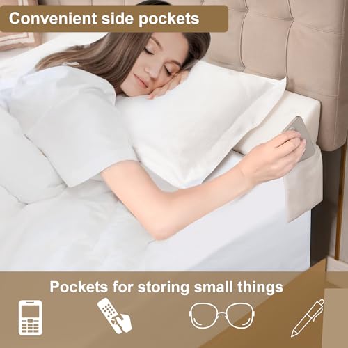 Vekkia King Bed Wedge Gap Filler Pillow/Mattress Wedge Gap Filler/Headboard Pillow/Bed Gap Filler to Close Gap (0-3.5") Between Headboard and Mattress King(White)