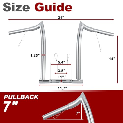 Image of 14'' Rise Ape Hangers Chizeled bar with Pull Wires for Harley