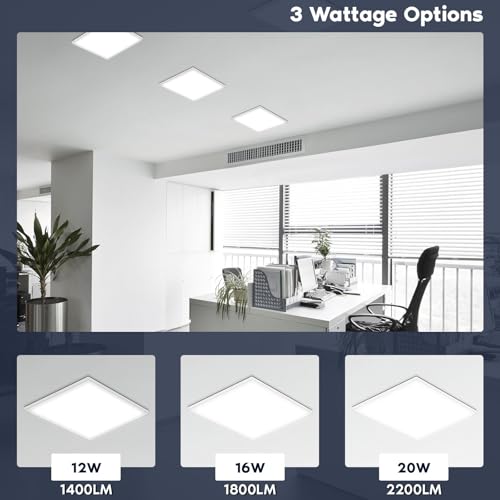 luxrite 1x1 ft slim surface mount panel recessed lighting 5 color temperature options 2700k-5000k dimmable led panel light 140018002200 lumens 10w-20w edge lit damp rated etl listed