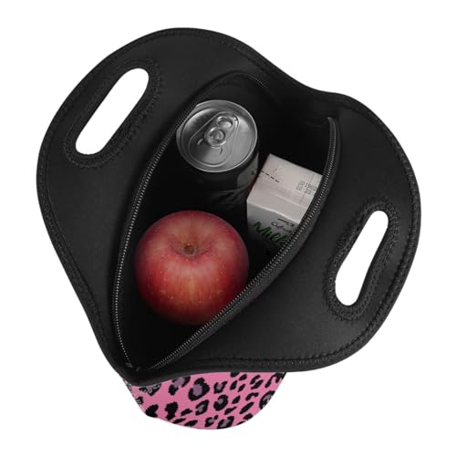 Kids Teens Backpack Set – 17in Schoolbag with Lunch Tote & Pencil Pouch, Lightweight Comfortable Straps With Side Bottle Pocket for Elementary to College, Leopard Pink Spot Print3