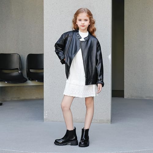 Image of Dufannie Girls Ankle Boots Kids Chelsea Booties Slip on Lug Sole Low Heel Fall Boot for Little Big Kid