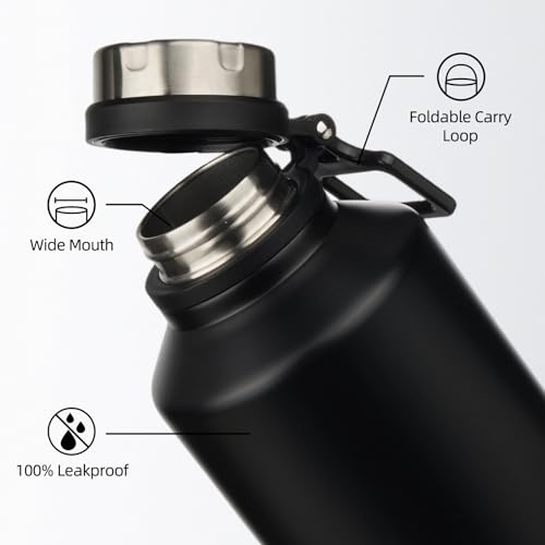 Image of BJPKPK 64oz Insulated Water Bottle, Stainless Steel Vacuum Jug with Handle | Half Gallon Large Water Bottle, Leak-Proof BPA-Free Vacuum Insulated Bottle for Gym, Hiking, Camping & Outdoor Adventures