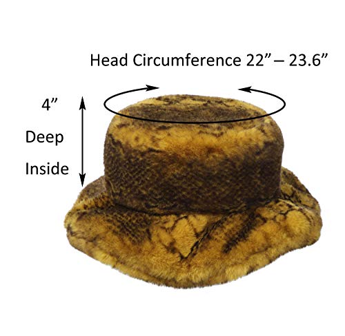 La Carrie Women's Snakeskin Print Faux Fur Bucket Hat Winter Warmer Fisherman Cap (Yellow) #TOP2