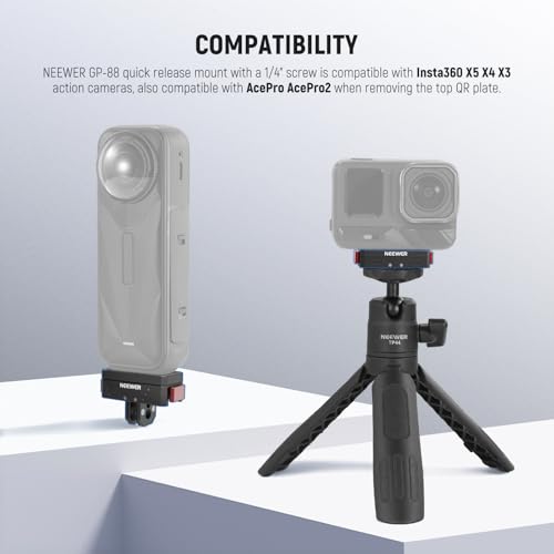 Image of NEEWR Quick Release Mount Compatible with Insta360 X5 X4 X3 AcePro AcePro2, Magnetic Snap On Adapter with 1 /4 inch Screw & Thread Hole, 2 Prong Mount for Action Camera Accessories, GP-88