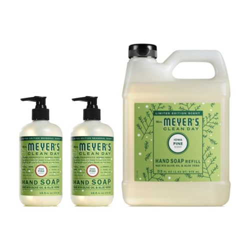 Mrs. MEYERS Clean Day Liquid Hand Soap 12.5 OZ (2) & Refill 33 OZ Iowa Pine Scent 1 CT (Variety Pack)