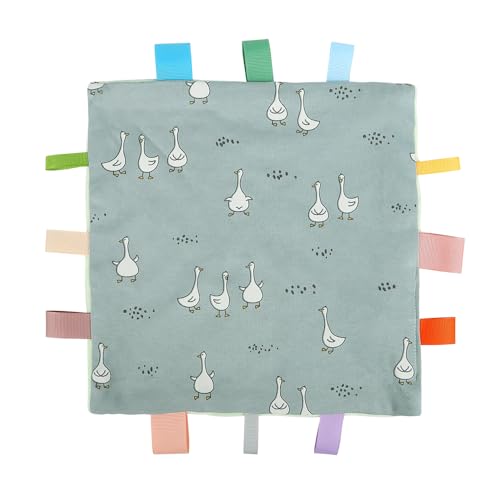 Image of AmazingM Baby Tags Security Blanket, Sensory Soothing Taggies Blanket for 3-12 Months Boys and Girls (Duck)