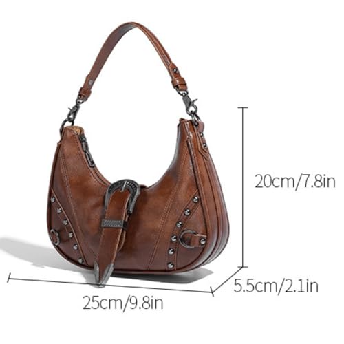 y2k Purse for Women, Cute Leather Women's Handbag Aesthetic Coquette Shoulder Bag Hobo Crescent Trendy Ladies Purse3