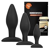 KINKWERK Silikon-Analplug 3-teiliges Set | Für Anfänger & Fortgeschrittene | Gleitfreudiges Premium-Silikon | Prostata- & G-Punkt-Stimulation | Schwarz – Ø 30 mm, 40 mm, 45 mm