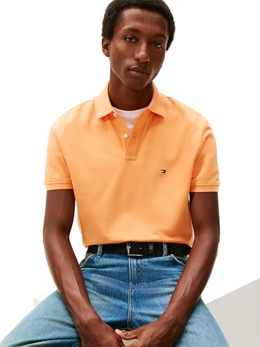 Image of Tommy Hilfiger Men's Short Sleeve Polo Shirts in Classic Fit with Stretch and Organic Pique Cotton
