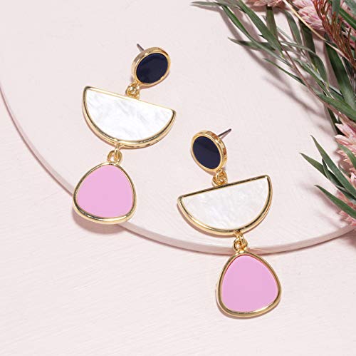 Bonaluna-Multi-Colorblock-Geometric-Frame-Statement-Earrings-with-Acrylic-Gem-Dangle-Drops-for-Women