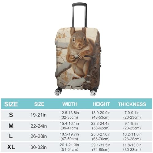 Squirrel on Tree Luggage Cover, Washable Elastic Suitcase Cover Protector Fit 18-32 Inch Luggage2