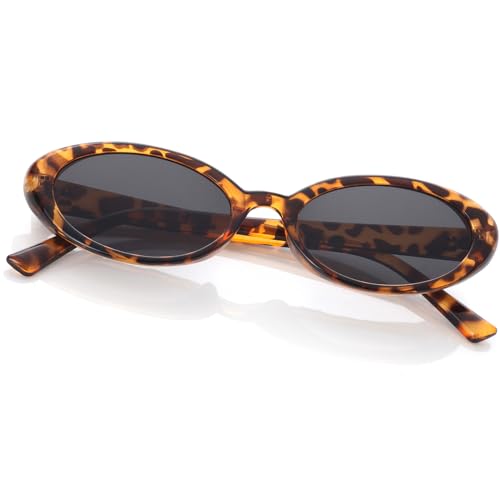 Image of Retro Oval Sunglasses for Women Men 90s Style Vintage Small Sun Glasses UV400 Protection Shades