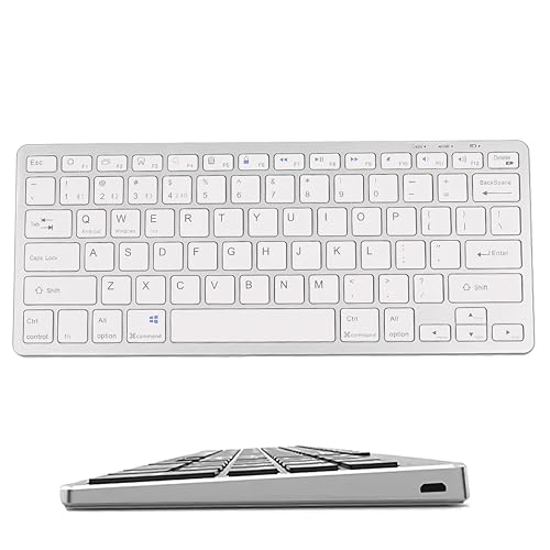 ZIZIS Teclado Bluetooth Inalámbrico Español – Compatible con iOS, Android y Windows para iPad, iPhone, Samsung, Huawei, Lenovo, Tablets y Otros Dispositivos (Gris Metalica)