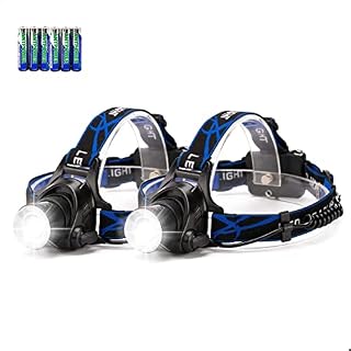 Zoomable LED Head Torch Headlamp, HFAN 800 Lumens Head Torches with 3 Light Modes for Camping, Riding, Running, Walking The Dog, Fishing, Hunting, Reading,Car Repairing etc(2 Item Package)