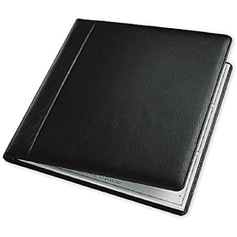 ABC Leather Check Cover, for 3-On-A-Page Executive Deskbook, 9 1/2 x 9, Black Cover