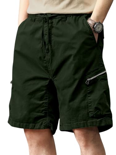 Image of Leriya Fashion Men's Cotton Cargo Shorts with Elastic Drawstring Waist | Multiple Utility Pockets & Zipper Side Pocket | Summer Shorts for Daily Outfits, Hiking, Trekking & Street Style