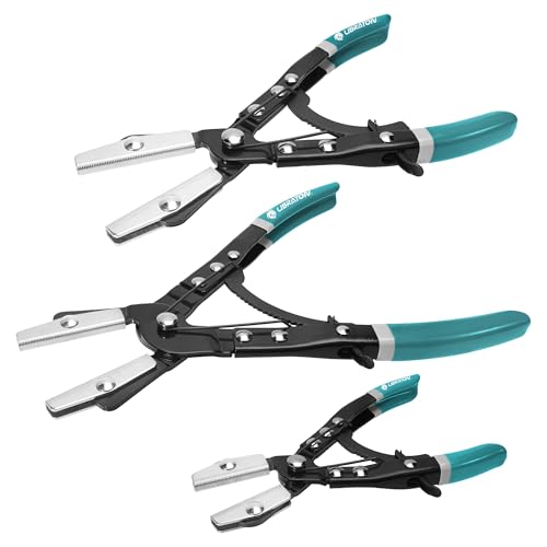 Image of LIBRATON Hose Clamp Pliers, 3PCS Ratchet Hose Pliers, Hose Pinch Pliers Automotive, Hose Clamp Tool, Ratcheting Hose Pinch Off Pliers for Fuel, Flexible, Radiator Hose, with Storage Bag, 8 inch 10 inch 12 inch