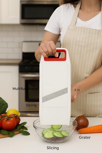 Image of 6 in 1 Vegetable Slicer & Grater - Professional Mandoline Cutter with Interchangeable Blades | Kitchen Tool for Potato, Onion, Carrot, Cucumber | Trending Multipurpose Chopper