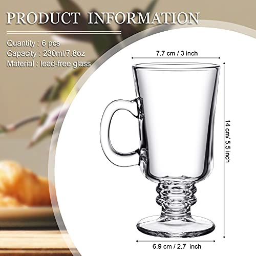 Patelai PATELAI-1295702 6 Pieces 8 Ounce Irish Coffee Mugs Irish Coffee Glasses Clear Glass Cup thumb #1