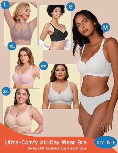Image of JOYTREE Silky Bras for Women No Underwire V Neck Bralettes for Women Cloud Feel Everyday T Shirt Bra with Extender