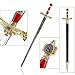 King Solomon Sword Replica with Red Handle Decorative Medieval Sword with Gold-Tone Handle, Red Grip, Steel Blade W/Hard Case Plus Stand