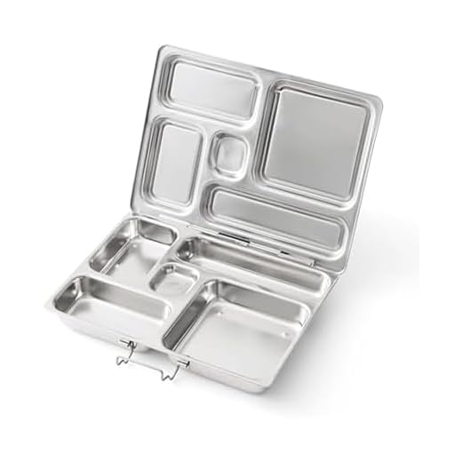 PlanetBox ROVER Classic Stainless Steel Bento Lunch Box with 5 Compartments for Adults and Kids (P5000N)