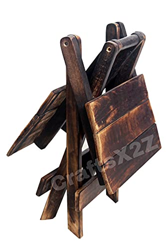 Image of Wooden Folding Adjustable Brown End Table /Coffee Table /Lamp Stand /Plant Table (Square, 15 INCH)